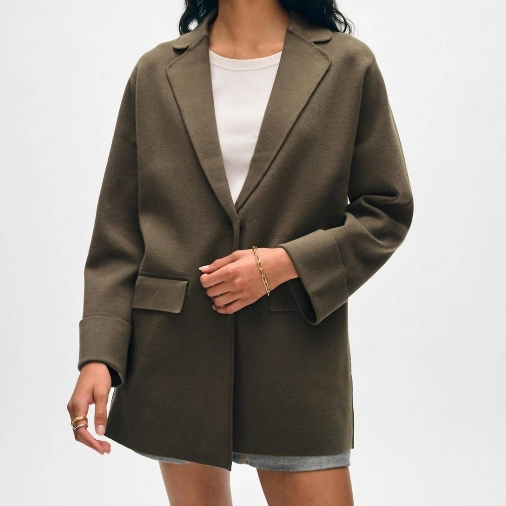 White + Warren Superfine Organic Cotton Oversized Blazer M